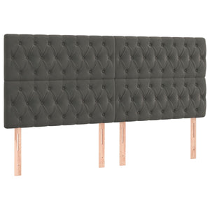 vidaXL LED Headboard Dark Gray 200x7x118/128 cm Velvet