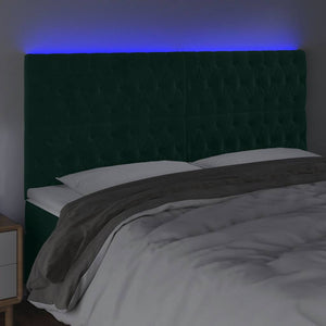 vidaXL LED Headboard Dark Green 200x7x118/128 cm Velvet