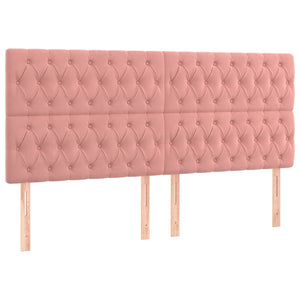 vidaXL LED Headboard Pink 200x7x118/128 cm Velvet