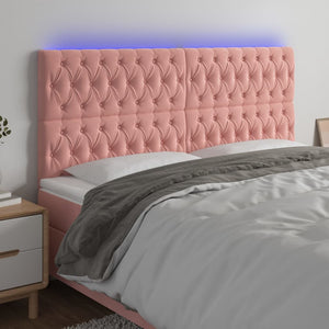 vidaXL LED Headboard Pink 200x7x118/128 cm Velvet