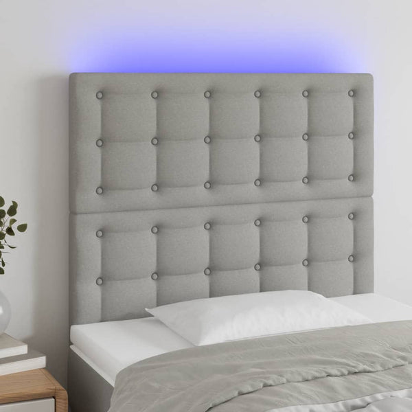 vidaXL LED Headboard Light Grey 80x5x118/128 cm Fabric