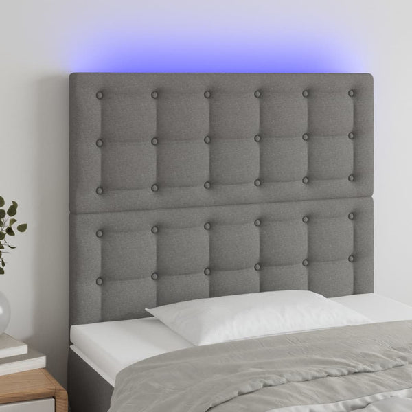 vidaXL LED Headboard Dark Grey 80x5x118/128 cm Fabric