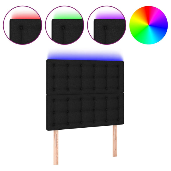 vidaXL LED Headboard Black 80x5x118/128 cm Fabric