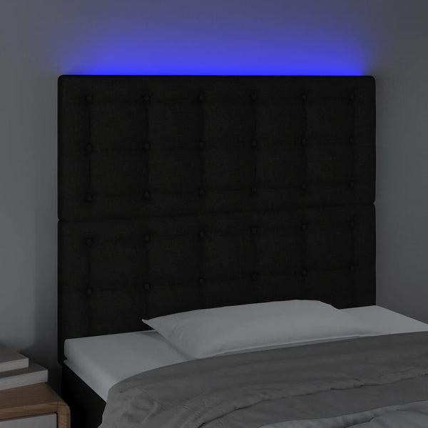 vidaXL LED Headboard Black 80x5x118/128 cm Fabric