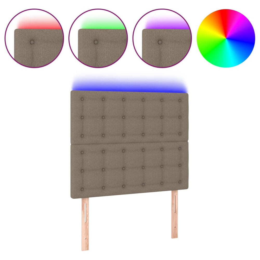 vidaXL LED Headboard Taupe 80x5x118/128 cm Fabric