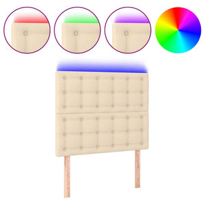 vidaXL LED Headboard Cream 80x5x118/128 cm Fabric