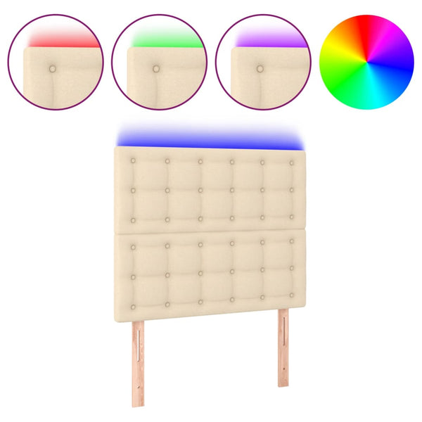vidaXL LED Headboard Cream 80x5x118/128 cm Fabric