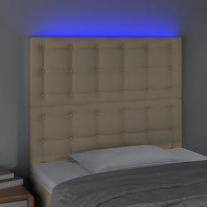 vidaXL LED Headboard Cream 80x5x118/128 cm Fabric