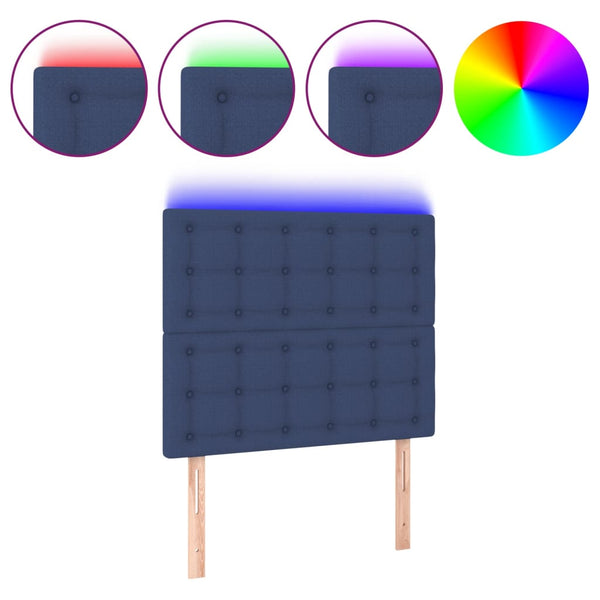 vidaXL LED Headboard Blue 80x5x118/128 cm Fabric
