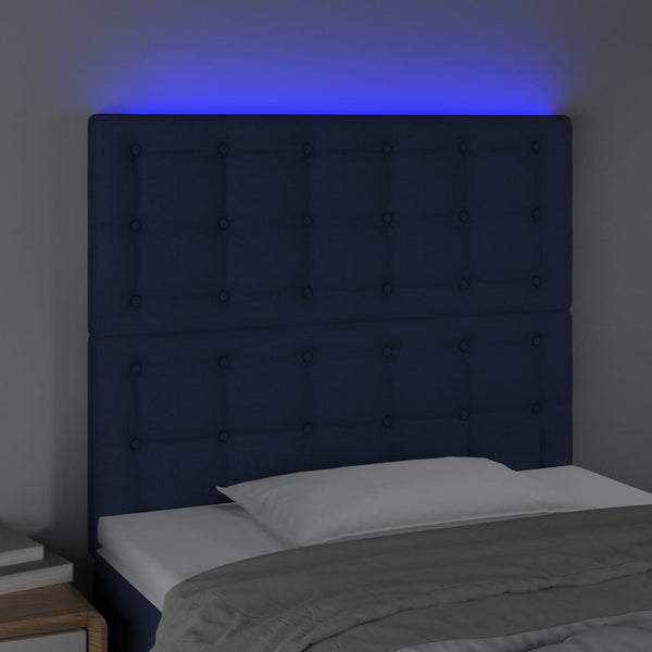 vidaXL LED Headboard Blue 80x5x118/128 cm Fabric