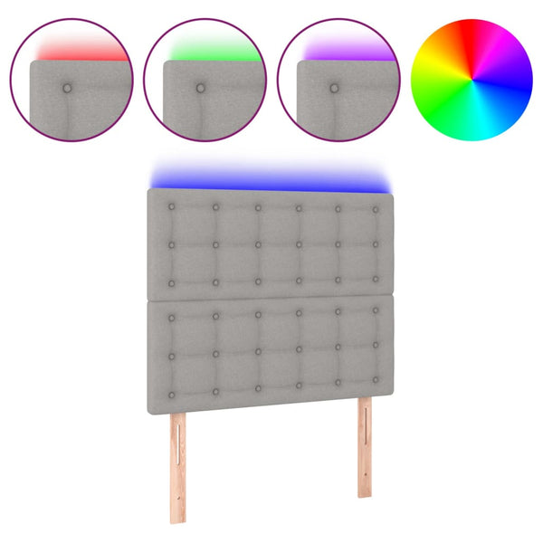 vidaXL LED Headboard Light Gray 90x5x118/128 cm Fabric
