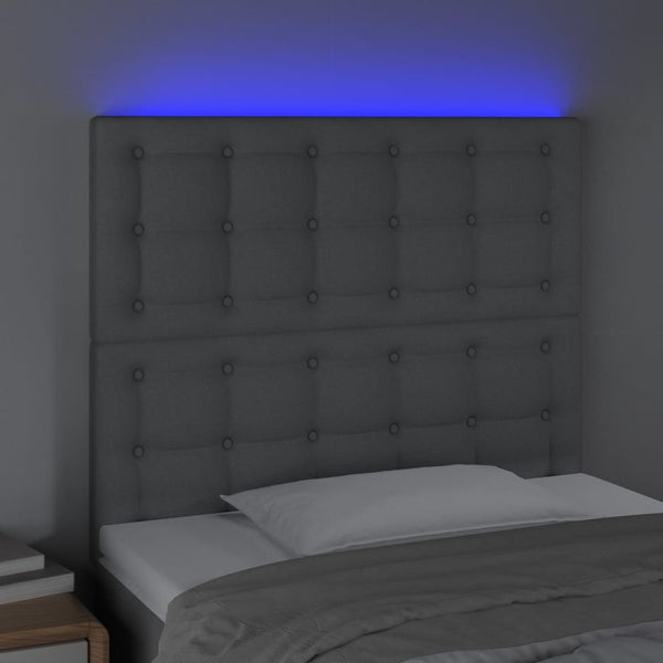 vidaXL LED Headboard Light Gray 90x5x118/128 cm Fabric