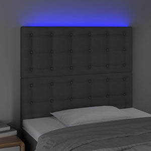 vidaXL LED Headboard Dark Grey 90x5x118/128 cm Fabric