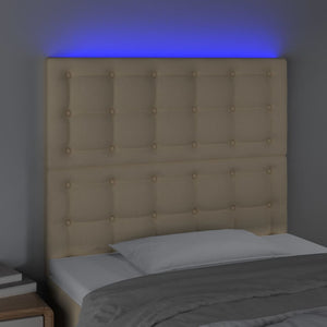 vidaXL LED Headboard Cream 90x5x118/128 cm Fabric