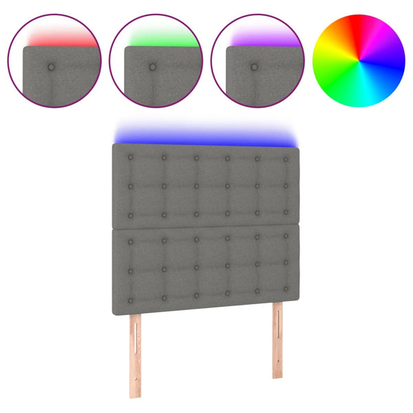 vidaXL LED Headboard Dark Grey 100x5x118/128 cm Fabric