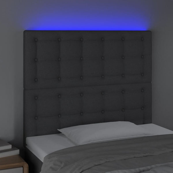 vidaXL LED Headboard Dark Grey 100x5x118/128 cm Fabric