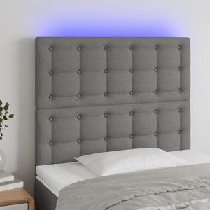 vidaXL LED Headboard Dark Grey 100x5x118/128 cm Fabric