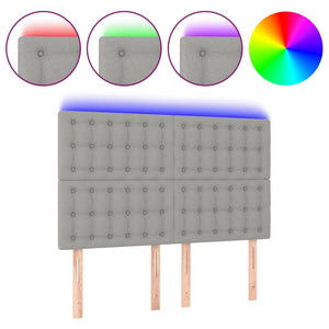 vidaXL LED Headboard Light Gray 144x5x118/128 cm Fabric