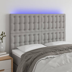vidaXL LED Headboard Light Gray 144x5x118/128 cm Fabric