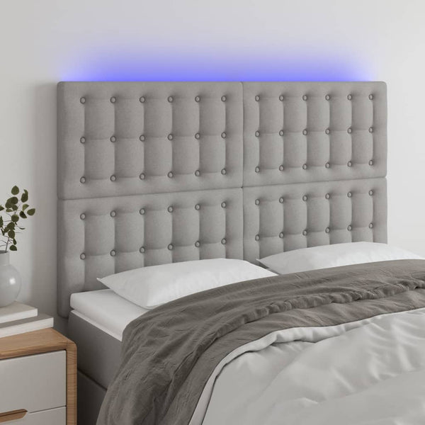 vidaXL LED Headboard Light Gray 144x5x118/128 cm Fabric