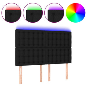vidaXL LED Headboard Black 144x5x118/128 cm Fabric