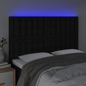 vidaXL LED Headboard Black 144x5x118/128 cm Fabric