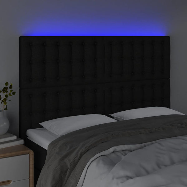 vidaXL LED Headboard Black 144x5x118/128 cm Fabric