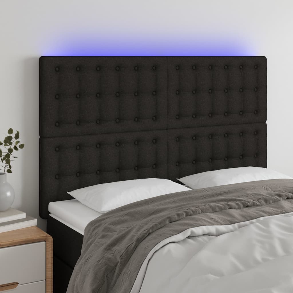 vidaXL LED Headboard Black 144x5x118/128 cm Fabric