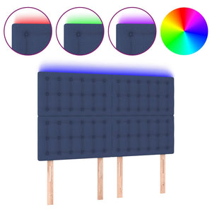 vidaXL LED Headboard Blue 144x5x118/128 cm Fabric