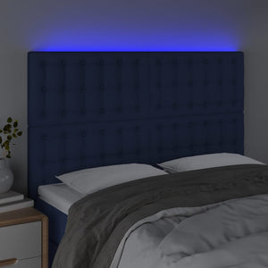 vidaXL LED Headboard Blue 144x5x118/128 cm Fabric