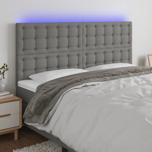 vidaXL LED Headboard Dark Grey 160x5x118/128 cm Fabric