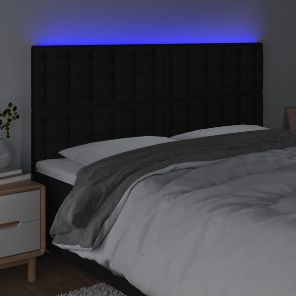 vidaXL LED Headboard Black 160x5x118/128 cm Fabric