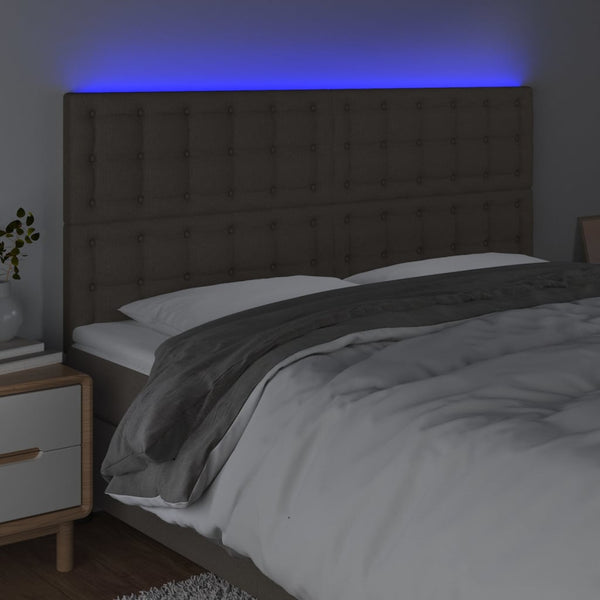 vidaXL LED Headboard Taupe 160x5x118/128 cm Fabric