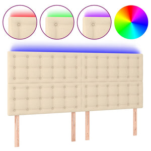 vidaXL LED Headboard Cream 160x5x118/128 cm Fabric