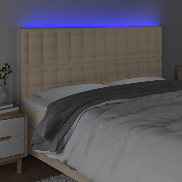 vidaXL LED Headboard Cream 160x5x118/128 cm Fabric