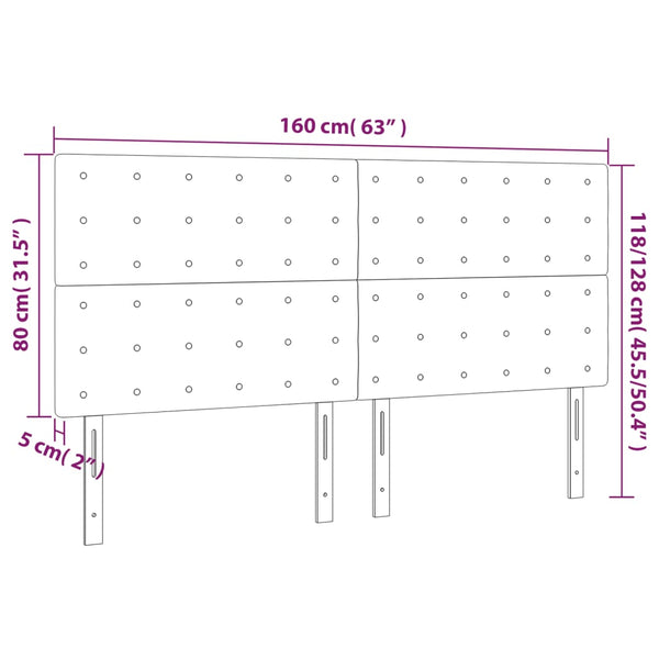vidaXL LED Headboard Cream 160x5x118/128 cm Fabric