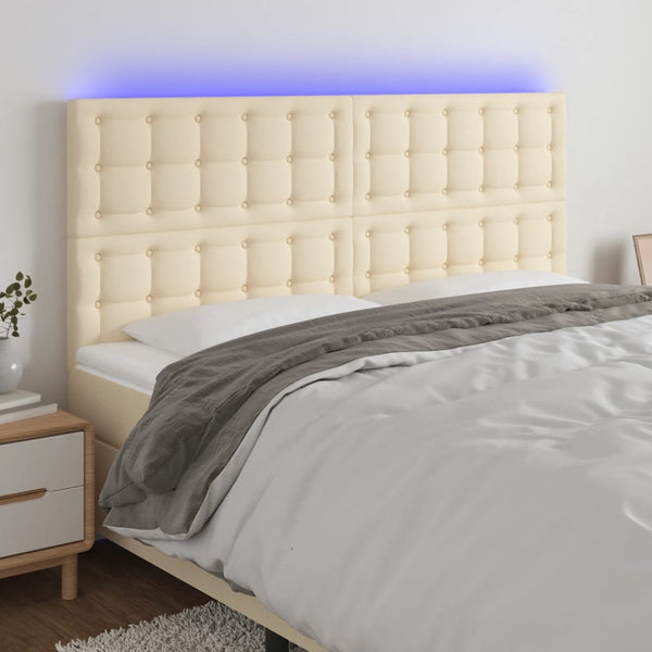 vidaXL LED Headboard Cream 160x5x118/128 cm Fabric