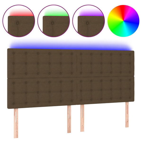 vidaXL LED Headboard Dark Brown 180x5x118/128 cm Fabric