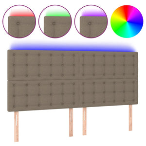 vidaXL LED Headboard Taupe 180x5x118/128 cm Fabric