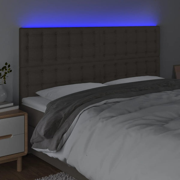 vidaXL LED Headboard Taupe 180x5x118/128 cm Fabric
