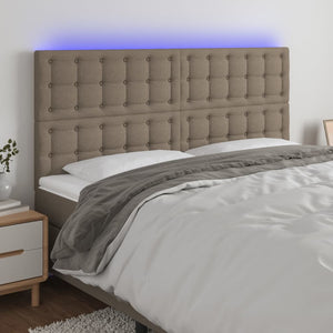 vidaXL LED Headboard Taupe 180x5x118/128 cm Fabric