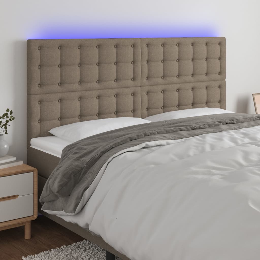 vidaXL LED Headboard Taupe 180x5x118/128 cm Fabric