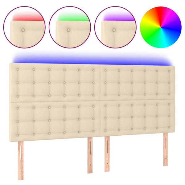 vidaXL LED Headboard Cream 180x5x118/128 cm Fabric