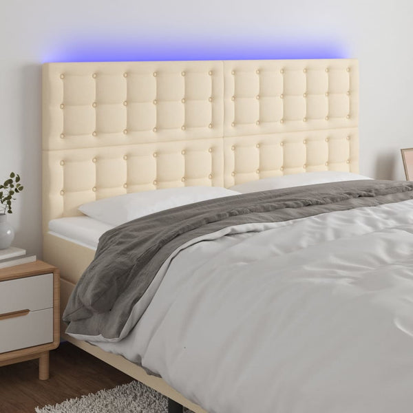 vidaXL LED Headboard Cream 180x5x118/128 cm Fabric