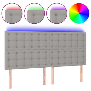 vidaXL LED Headboard Light Gray 200x5x118/128 cm Fabric