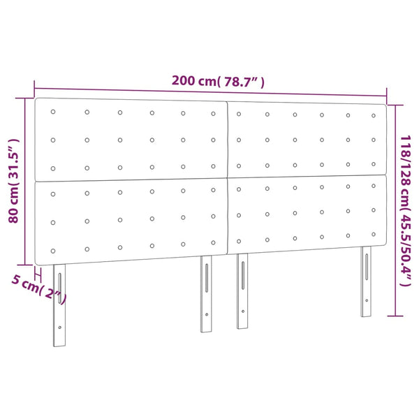 vidaXL LED Headboard Light Gray 200x5x118/128 cm Fabric
