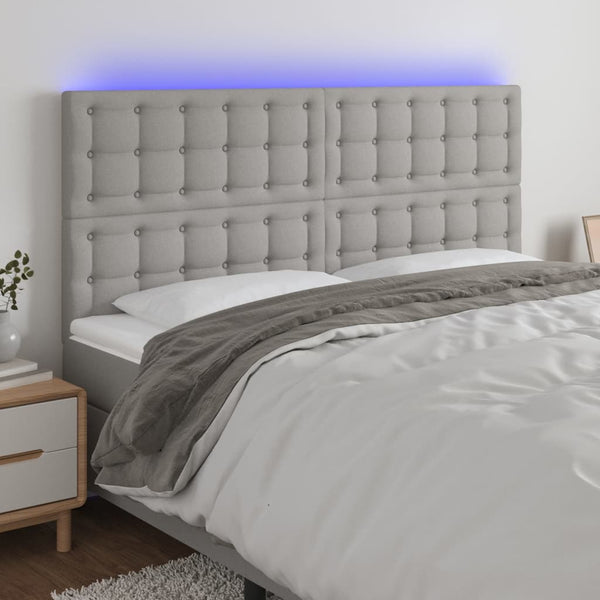 vidaXL LED Headboard Light Gray 200x5x118/128 cm Fabric