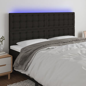 vidaXL LED Headboard Black 200x5x118/128 cm Fabric