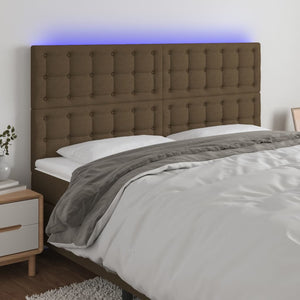vidaXL LED Headboard Dark Brown 200x5x118/128 cm Fabric