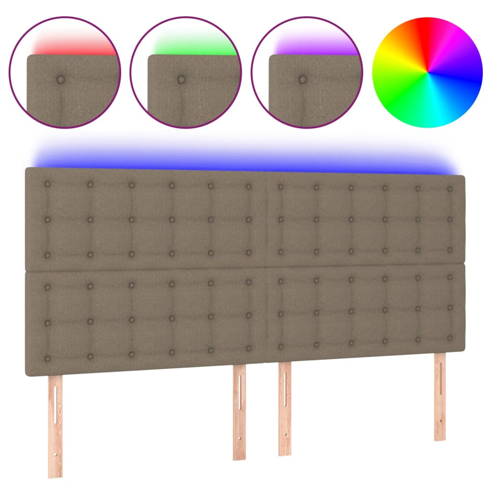 vidaXL LED Headboard Taupe 200x5x118/128 cm Fabric